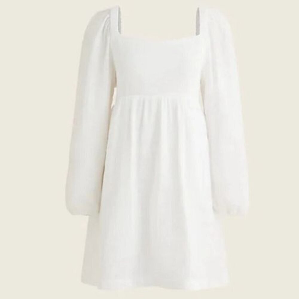 J. Crew White Women's Squareneck Soft crinkle Gauze Mini Dress 36121